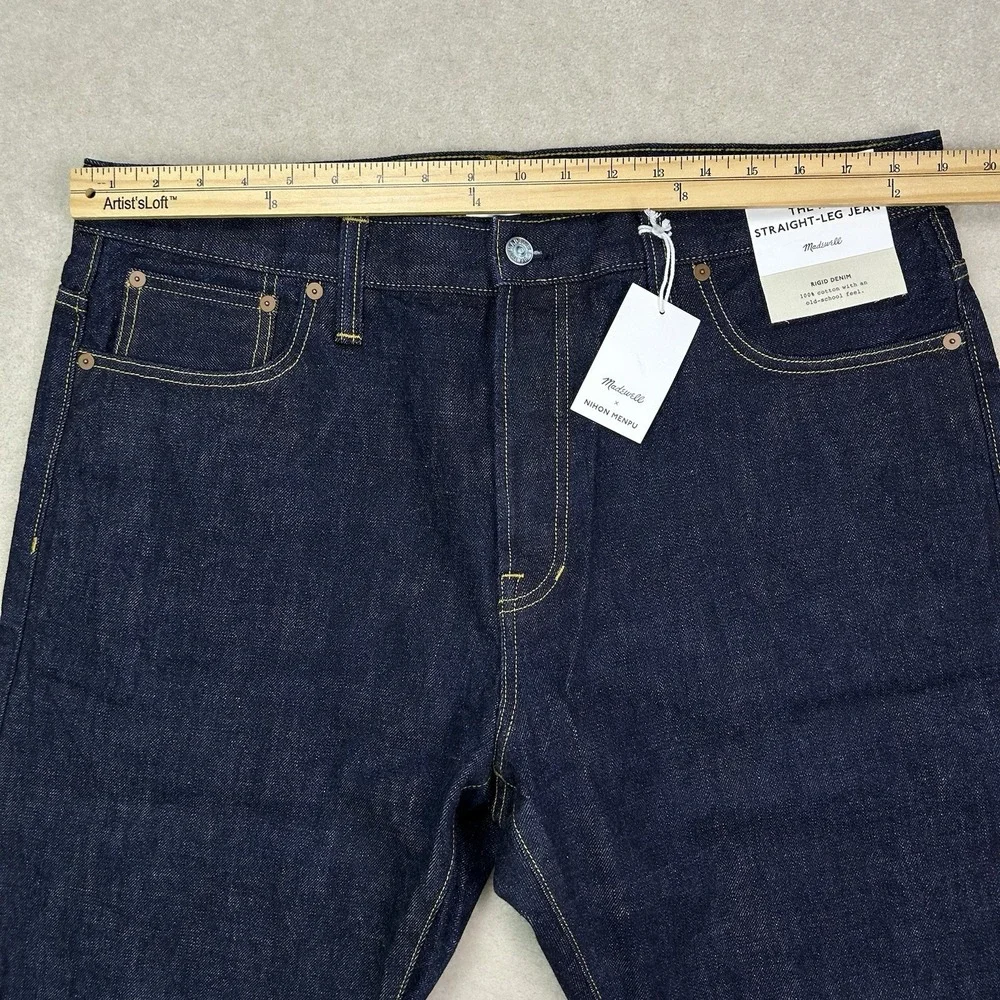 Madewell Straight Leg Jeans Men 36x32 Japanese Selvedge Denim Nihon Menpu Indigo